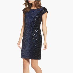 Eliza J Sequin Sheath Mini Dress navy 14